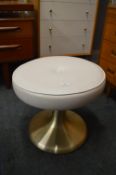 Retro Aluminum Stool with White Vinyl Upholstery
