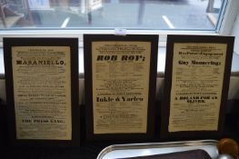 Three Mounted Hull 1830's Theater Posters