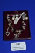 Rhona Sutton 925 Sterling Silver Charm Bracelet with Murano Glass Charms and Silver Charms