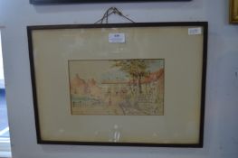 Framed Watercolour Village Scene