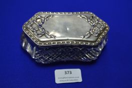 Cut Glass Box with Hallmarked Sterling Silver Lid