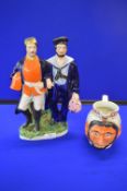 Staffordshire Flatback Figure of Sailor, and a Saracens Head Jug