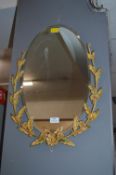 Oval Beveled Edge Mirror with Gilt Foliage Frame