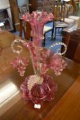 Victorian Cranberry Glass Epergne