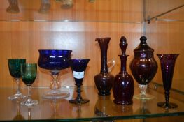 Cranberry and Bristol Blue Glassware etc.