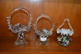 Three Brass Basket Vases