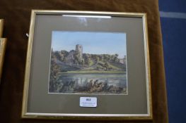 Watercolour Study of a Lakeside Church by Louisa Holt