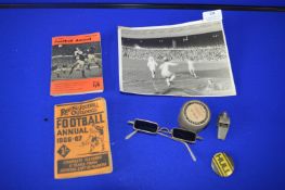 Vintage Football Annuals, Photograph, Whistle, and Sunglasses