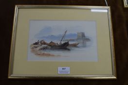 Continental Watercolour Study of Boats at Rest by Louisa Holt