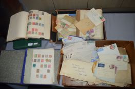 Two Stamp Albums plus Assorted Loose Stamps and Envelopes Including Penny Reds etc.