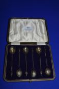 Cased Set of Six Hallmarked Sterling Silver Coffee Bean Spoons
