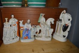Four Staffordshire Flatback Figures