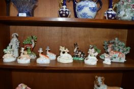 Twelve Staffordshire Flatback Fawns etc.