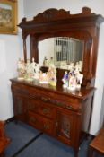 Victorian Mahogany Mirror Back Sideboard with Walnut Panels