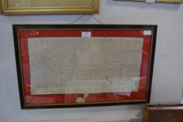 Framed Document circa 1600 - James Godson Yeoman Farmer of York