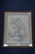 Pencil Sketch of Great Windsor Forest signed Louisa Holt 1833