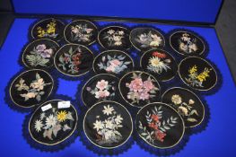 Seventeen Victorian Hand Painted Doilies