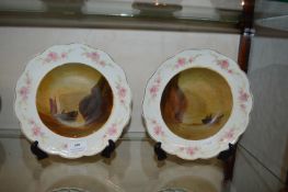 Two Hand Painted Dishes Depicting Maritime Scenes by E.K. Redmore 1905