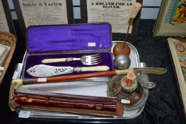 Plated Serving Set, Boxed Recorder, Riding Crop, Candlestick, etc.