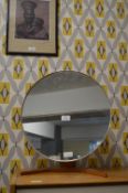 Retro Teak Framed Circular Dressing Mirror