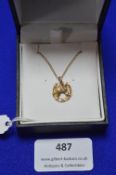 9k Gold Horse Head & Horse Shoe Pendant ~2.7g