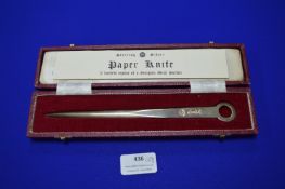 Cased Sterling Silver Paper Knife Replica of a Georgian Meat Skewer ~60g