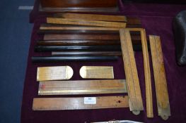 Collection of Rules and Measure Including Cotton Yarn Measure, Rope Measure, etc.