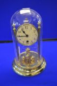 Brass Skeleton Clock with Glass Dome