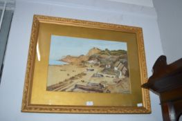 Gilt Framed Watercolour Costal Scene by G.B. Livingston 1895