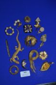 Fifteen 1980's Costume Jewellery Brooches