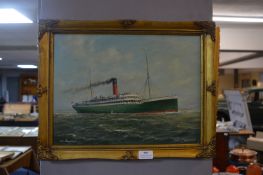 Gilt Framed Oil on Board of S.S. Bayardo by Max Parsons
