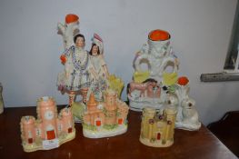 Six Staffordshire Flatback Spill Vases