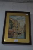 Framed Watercolour of Venice by George Johnson 1911