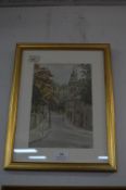 Framed Watercolour of a Street Scene by D.S. Allon