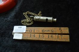 Folding Boxwood Measure and Acme City Police Whistle