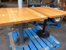 *2 Single Pedestal Café Tables with Solid Wood Top