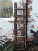 Threefold Extending Wooden Ladder