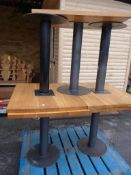 *5 Single Pedestal Café Tables with Solid Wood Top