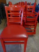 *20 Red Wooden Chairs with Upholstered Seats