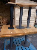 *5 Single Pedestal Café Tables with Solid Wood Top