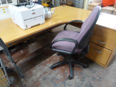 Office Furniture inc: L Shaped Computer Desk, 3 Drawer Filing Cabinet, Chair & Oki B430DN Printer