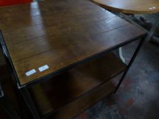 *Three Tier Metal Framed Wood Table 80x80x75cm