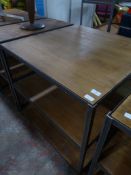 *Three Tier Metal Framed Wood Table 80x80x75cm
