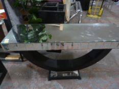 Mirrored Hall Table on Semicircular Base 54x16