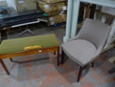 Upholstered Chair and Small Stool (AF)