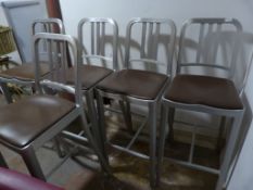 *Five Brushed Aluminium Bar Chairs from the Emeco