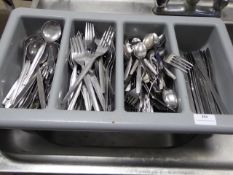 * grey cutlery tray with assorted cutlery