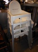* 4 x white plastic high chairs