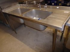 * S/S double sink with right hand drainer 1830w x 700 d