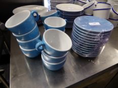 * powder blue coffee small cups with saucers. set of 12.